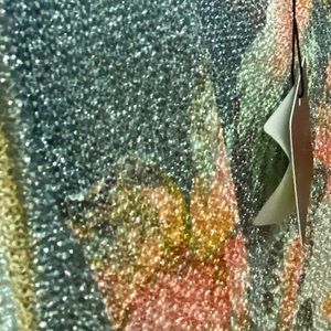 St. John glittery floral top size L with skirt size 12 silvery jacket size XL